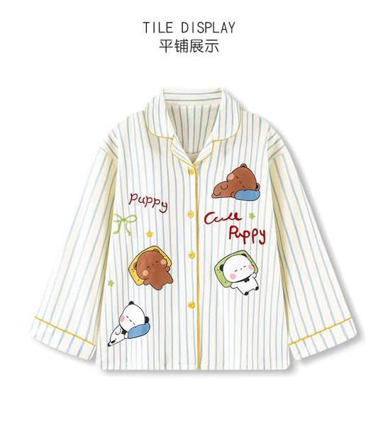 一二布布线条款卡通长袖睡衣 Bubu Dudu Line Art Cartoon Long Sleeve Pajama Set 🐻💤