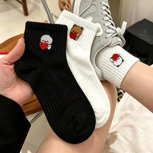 一二布布爱心刺绣情侣袜 Bubu & Dudu Heart Embroidered Couple Socks 🧦