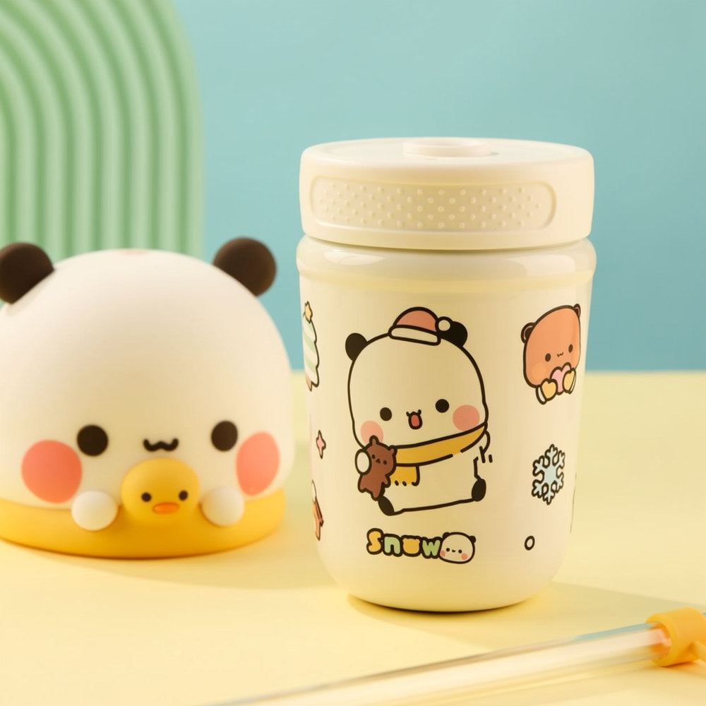 Bubu & Dudu Cute Straw Insulated Cup (Original)一二布布可爱大头吸管保温杯 (正品) 🐻🥤