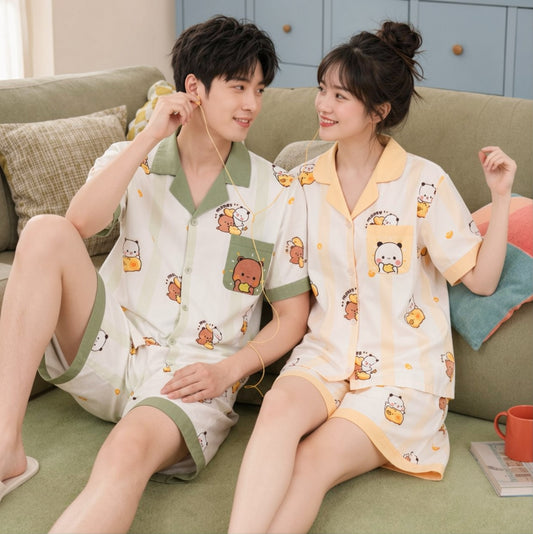 Summer Couple Cotton Pajamas 纯棉夏季情侣睡衣 👕