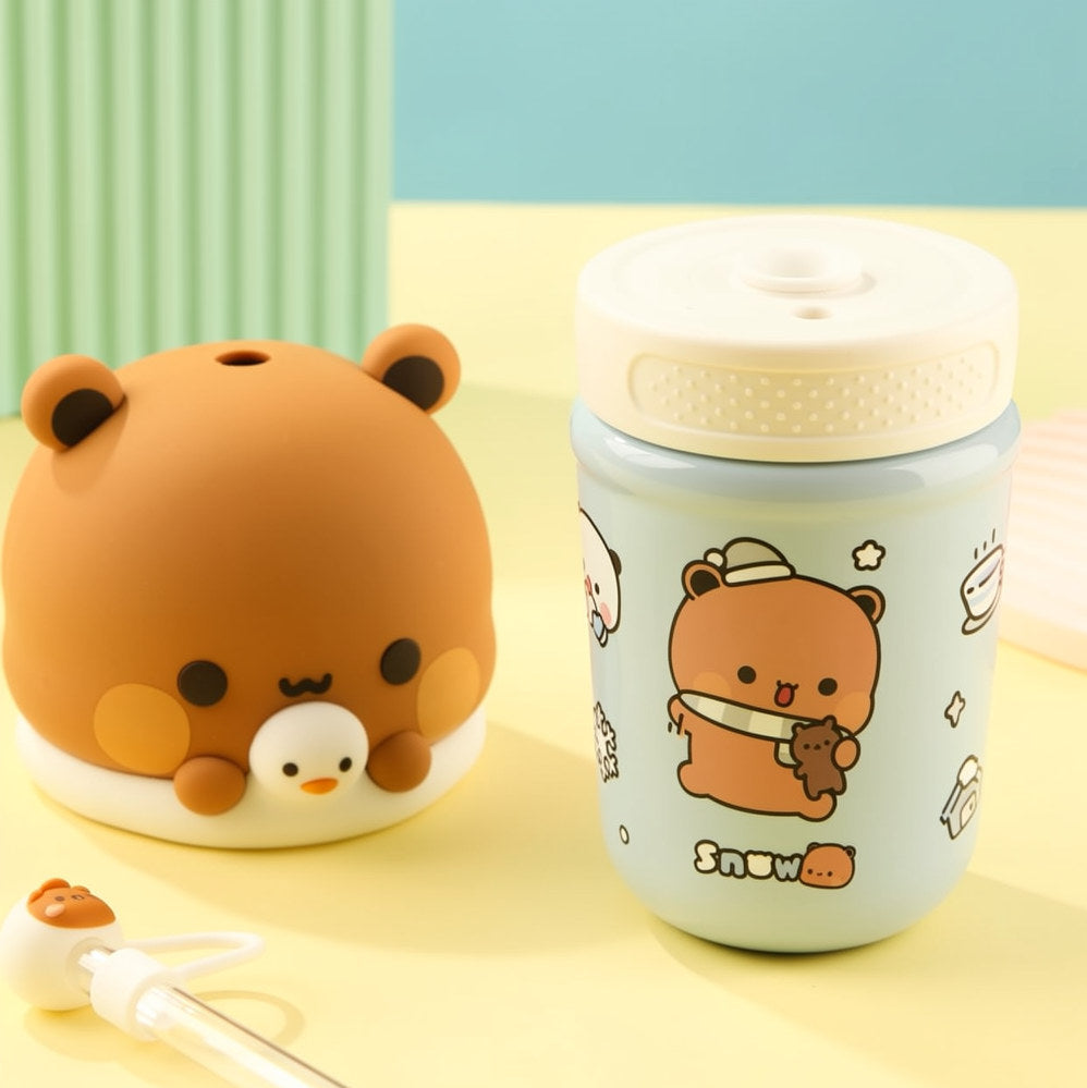 Bubu & Dudu Cute Straw Insulated Cup (Original)一二布布可爱大头吸管保温杯 (正品) 🐻🥤