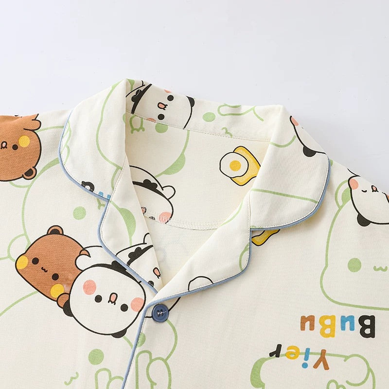 纯棉薄款 长裤+长袖 情侣睡衣 Long Sleeve Long Pants Cotton Pajama Set 🐻💤