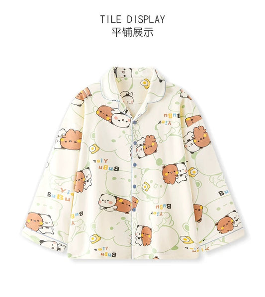 纯棉薄款 长裤+长袖 情侣睡衣 Long Sleeve Long Pants Cotton Pajama Set 🐻💤