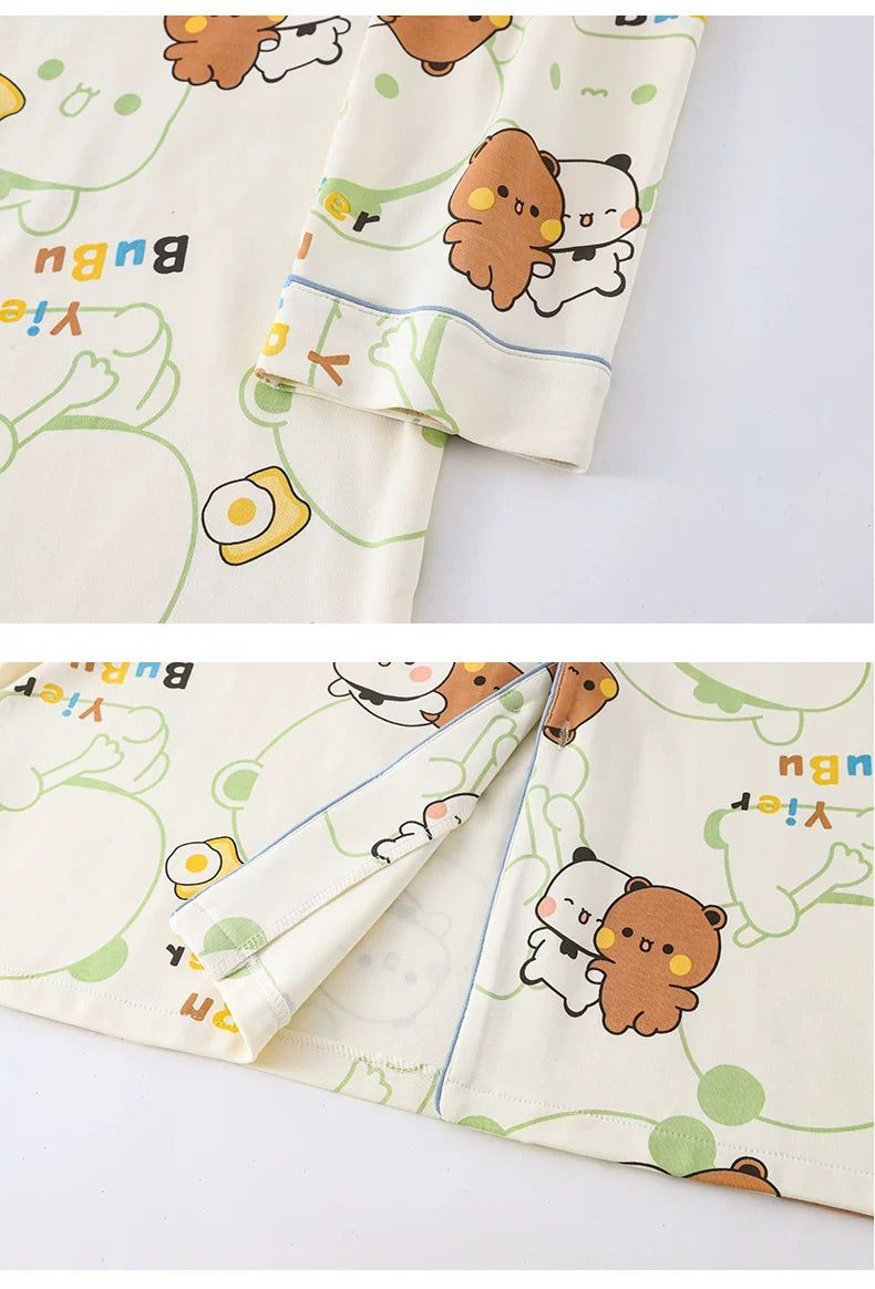 纯棉薄款 长裤+长袖 情侣睡衣 Long Sleeve Long Pants Cotton Pajama Set 🐻💤