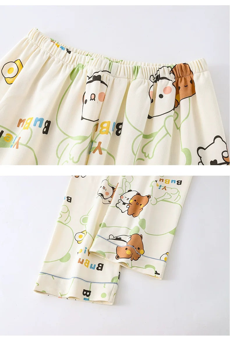 纯棉薄款 长裤+长袖 情侣睡衣 Long Sleeve Long Pants Cotton Pajama Set 🐻💤