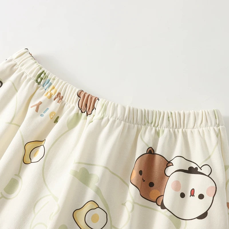 纯棉夏天短袖+短裤睡衣 Summer Cotton Short Sleeve Shorts Pajama Set