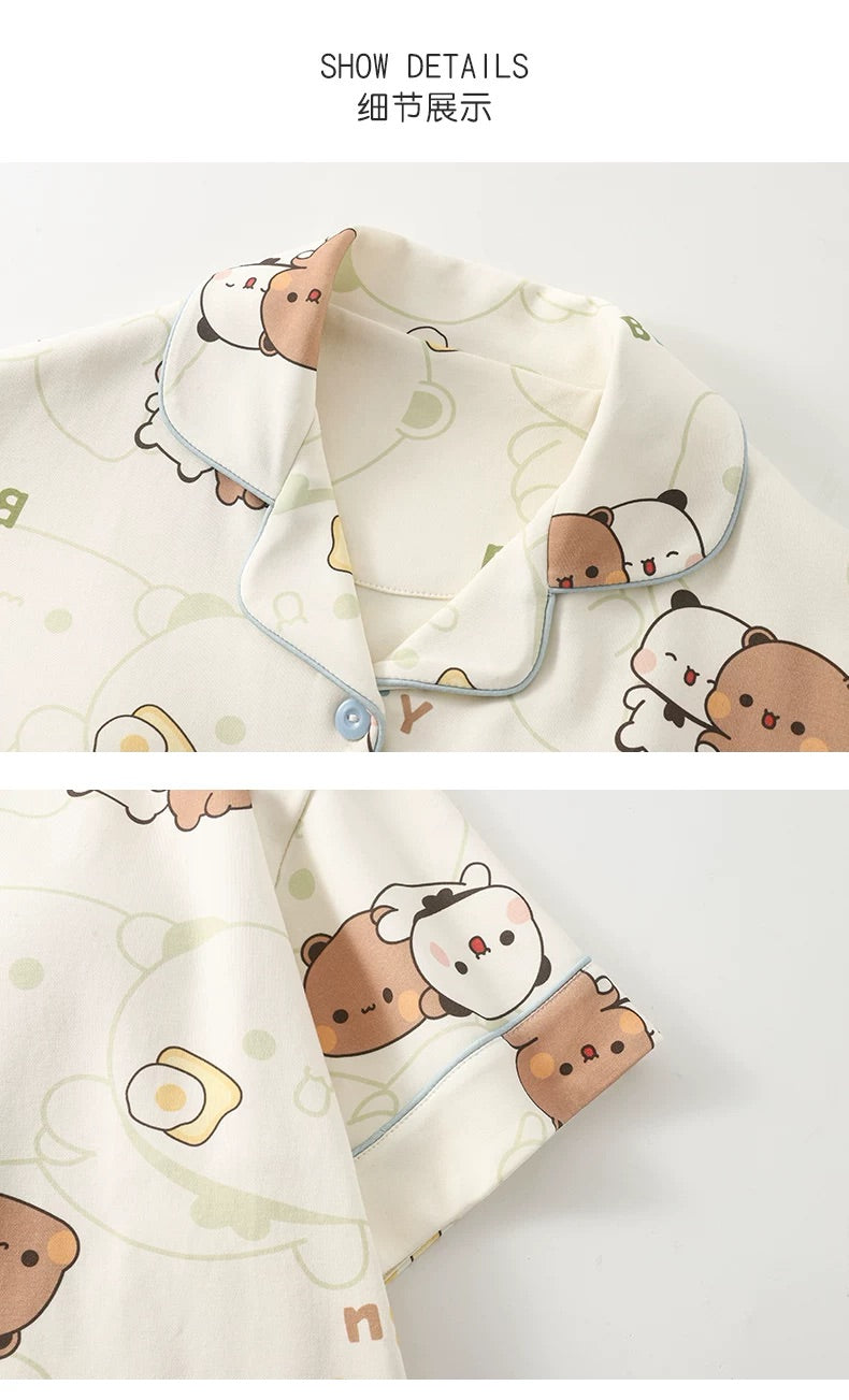 纯棉夏天短袖+短裤睡衣 Summer Cotton Short Sleeve Shorts Pajama Set