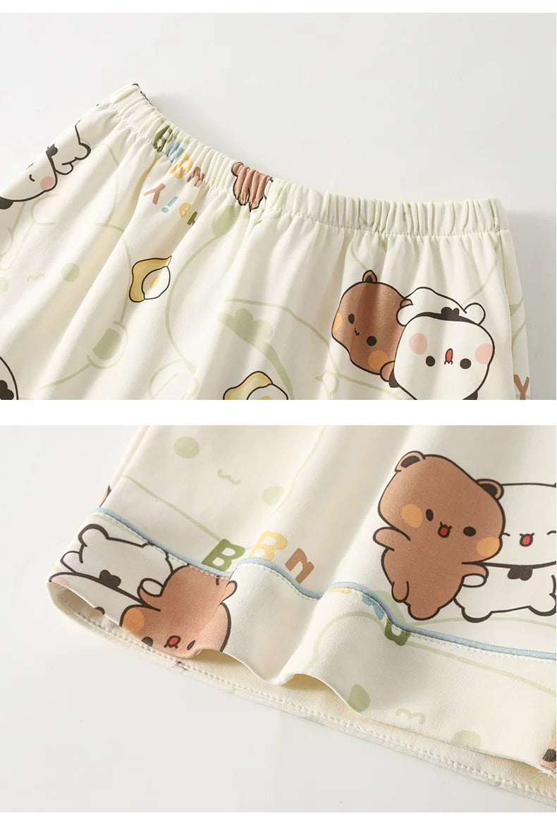 纯棉夏天短袖+短裤睡衣 Summer Cotton Short Sleeve Shorts Pajama Set