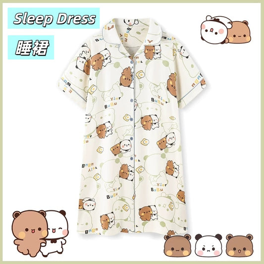 一二布布纯棉长款睡裙 Bubu Dudu Cotton Long Sleep Dress 🐻💤