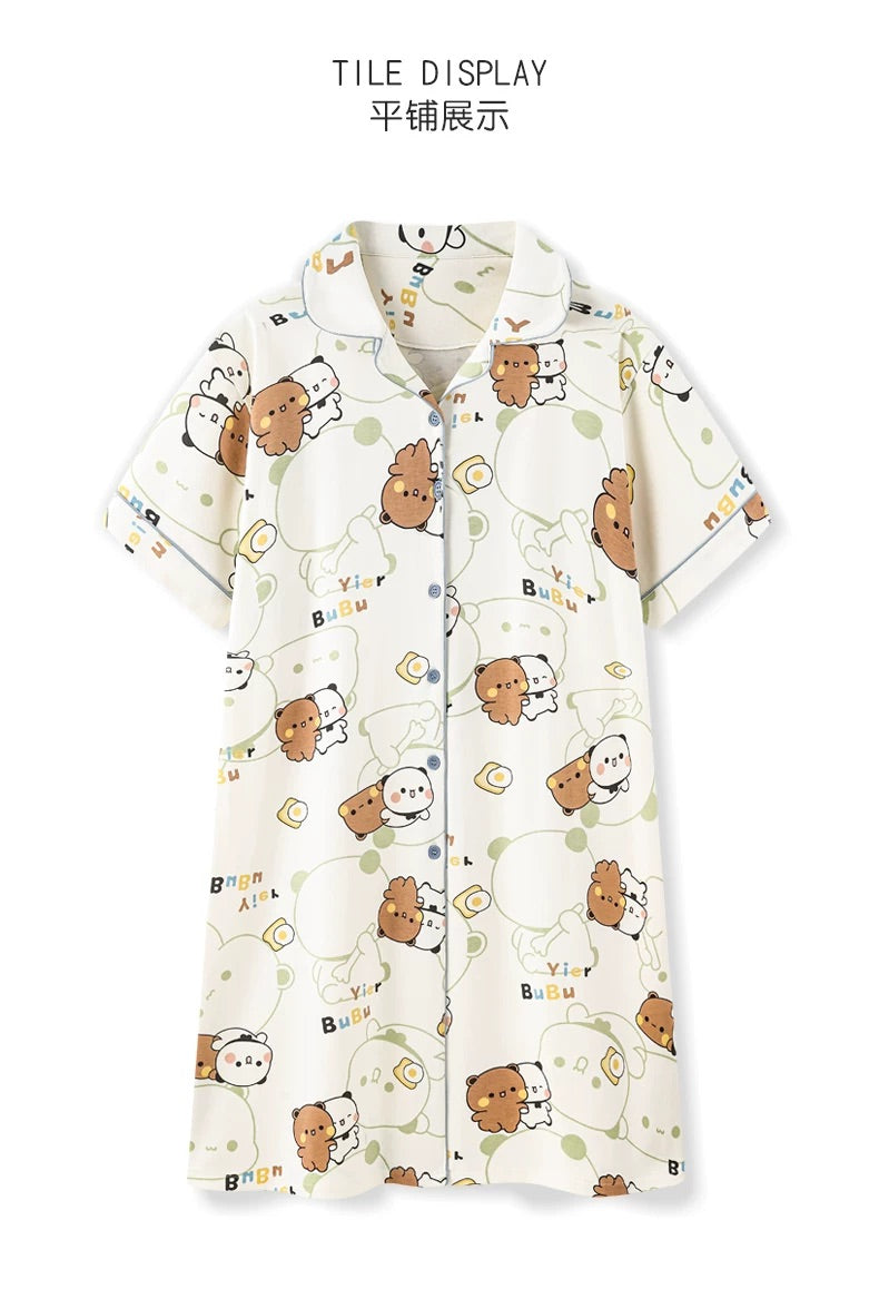 一二布布纯棉长款睡裙 Bubu Dudu Cotton Long Sleep Dress 🐻💤