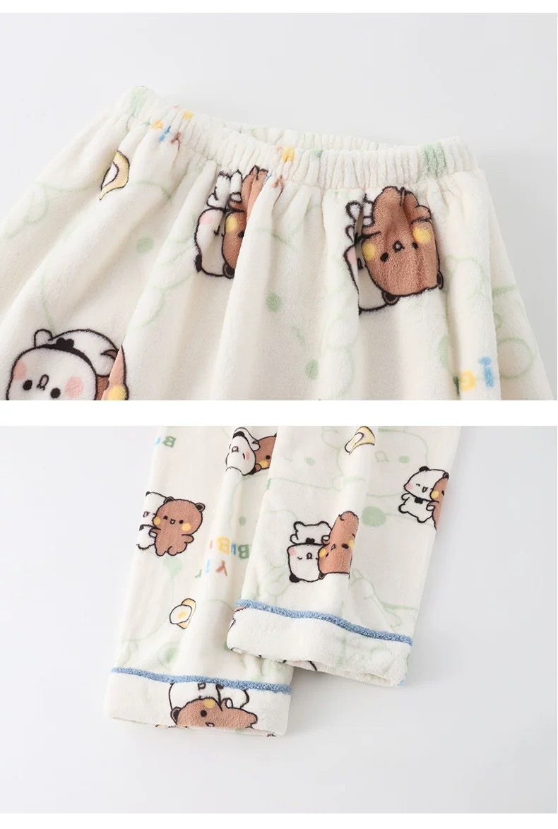 一二布布情侣珊瑚绒加厚睡衣套装 Winter Coral Fleece Pajama Set