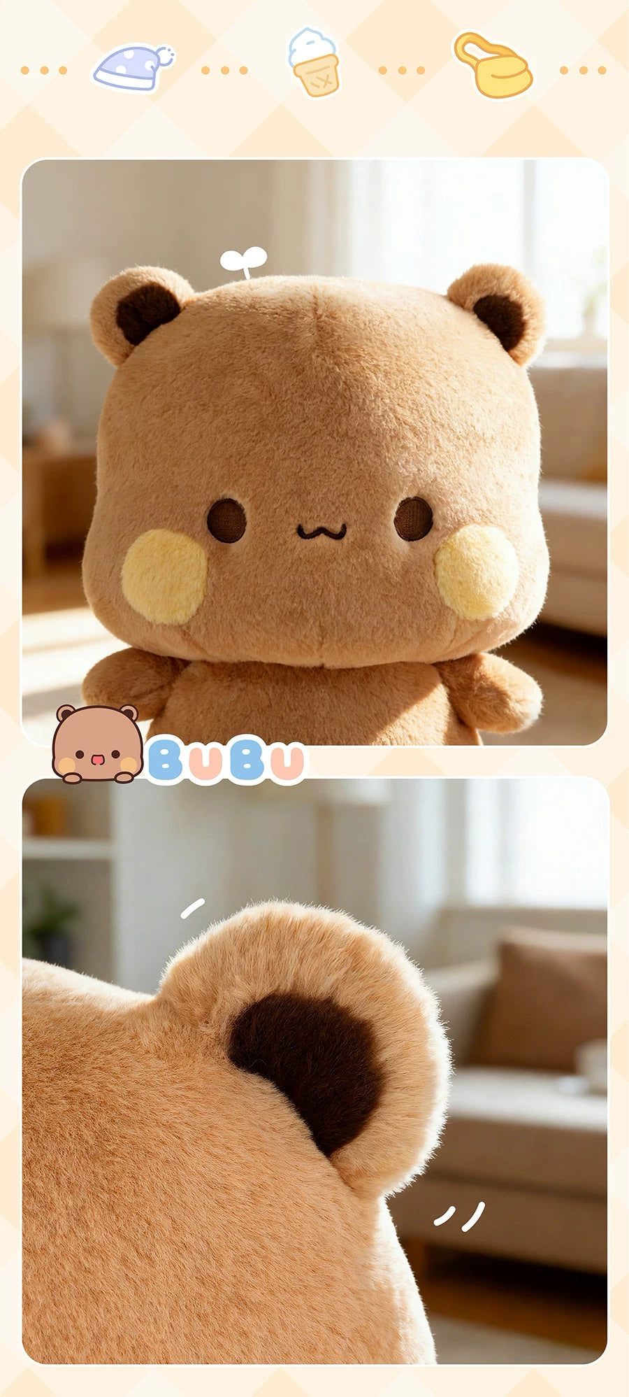 Bubu & Dudu Plush Toy Pillow 🐻🤍(100% Original) 一二和布布毛绒公仔 （原装正版）