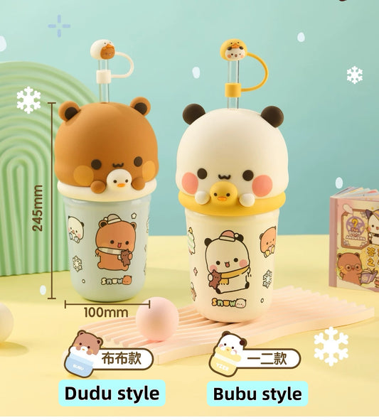 Bubu & Dudu Cute Straw Insulated Cup (Original)一二布布可爱大头吸管保温杯 (正品) 🐻🥤