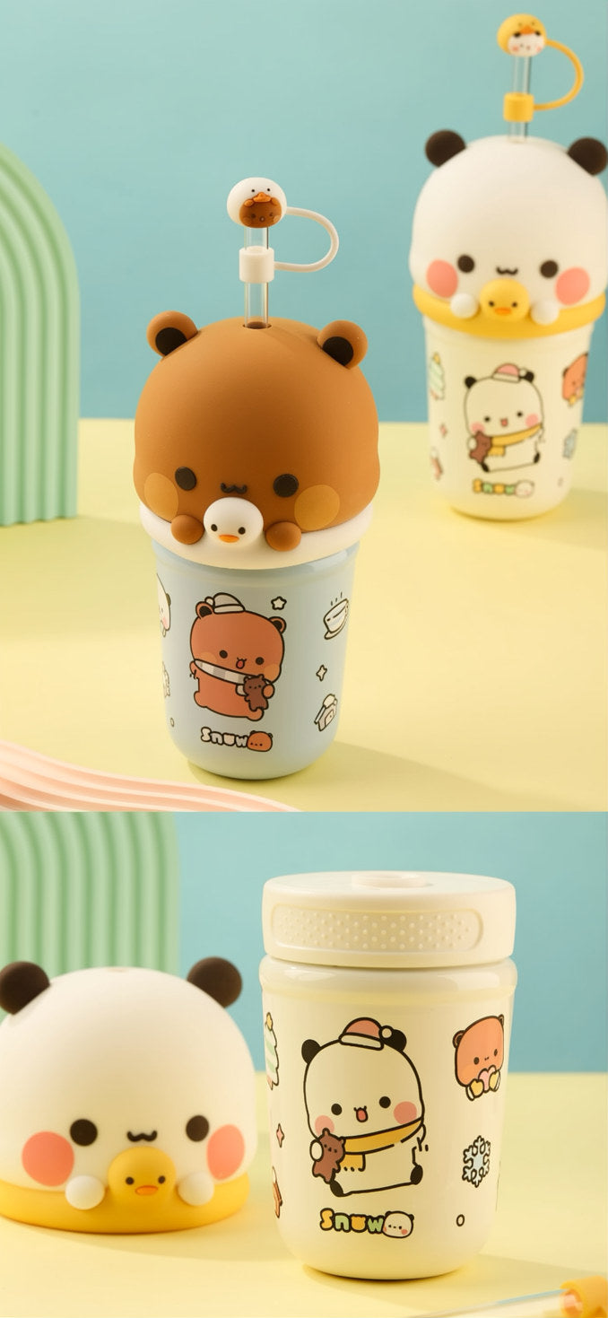 Bubu & Dudu Cute Straw Insulated Cup (Original)一二布布可爱大头吸管保温杯 (正品) 🐻🥤