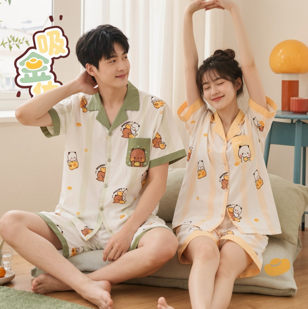 Summer Couple Cotton Pajamas 纯棉夏季情侣睡衣 👕